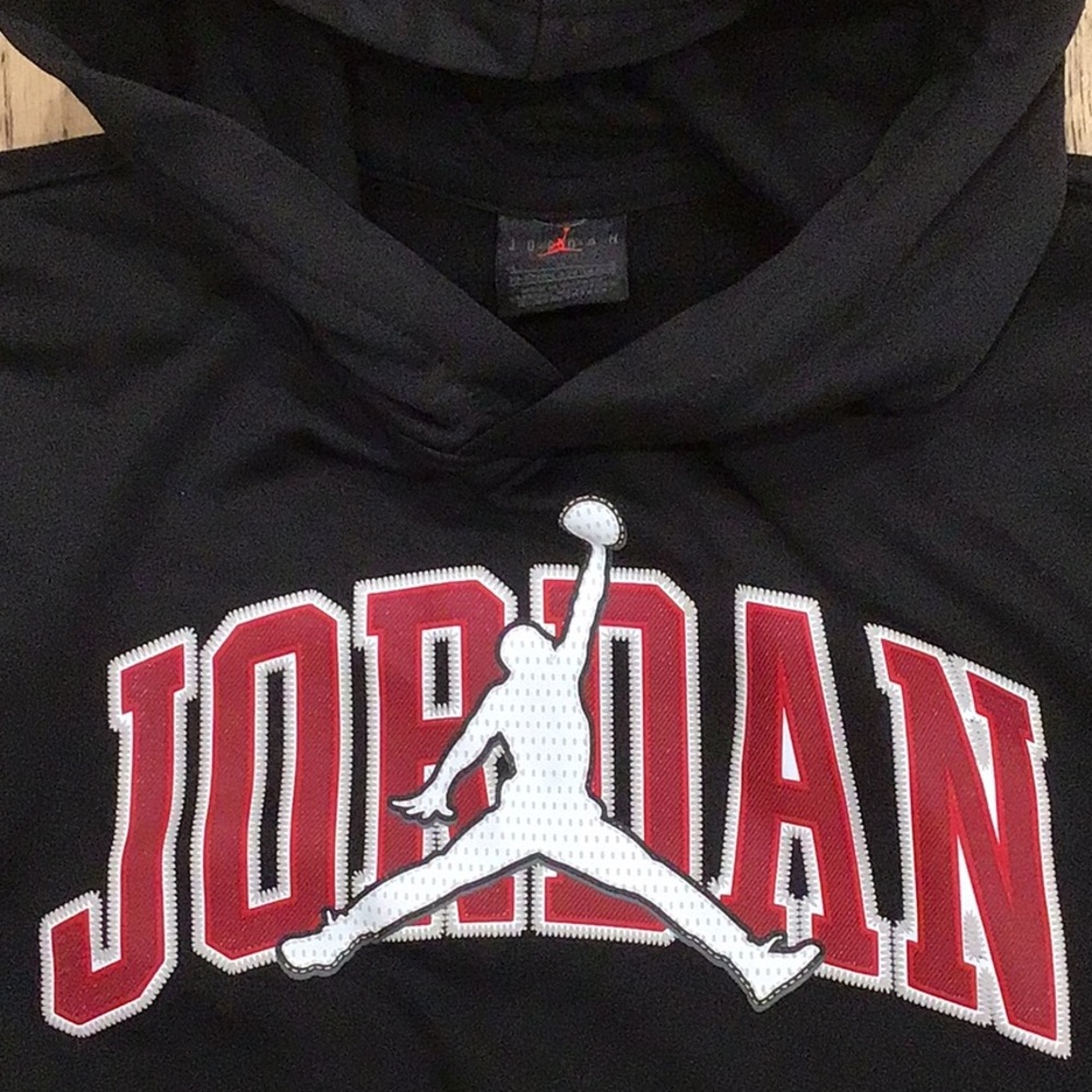 Jordan Black Hoodie with Red and White Logo